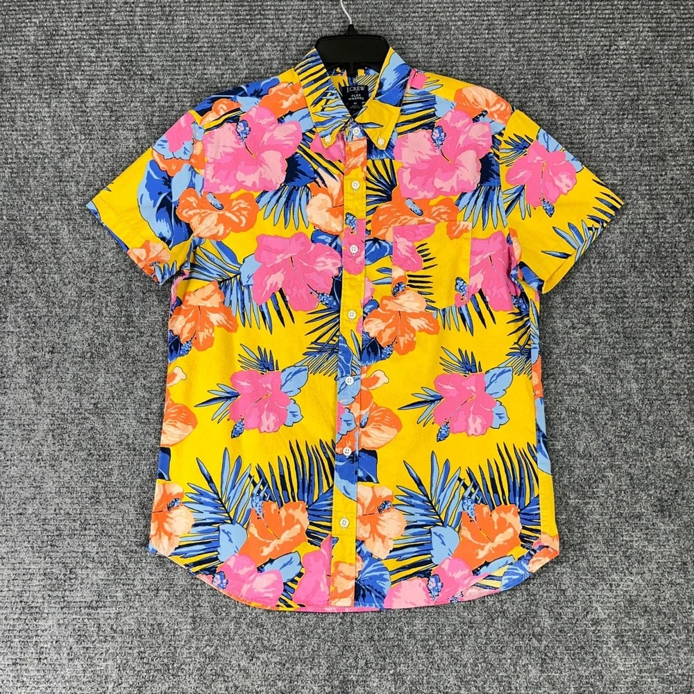 J Crew Flex Washed Floral Shirt Men M Tropical Casual Everyday Resort Vacation‎